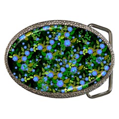 Blue Luminescent Roses Belt Buckles by snowwhitegirl