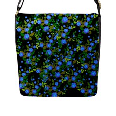 Blue Luminescent Roses Flap Closure Messenger Bag (l)