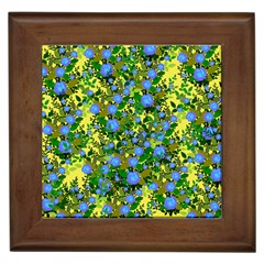 Blue Luminescent Roses Yellow Framed Tiles