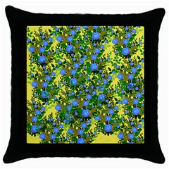 Blue Luminescent Roses Yellow Throw Pillow Case (black)