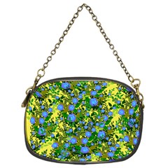 Blue Luminescent Roses Yellow Chain Purse (two Sides)