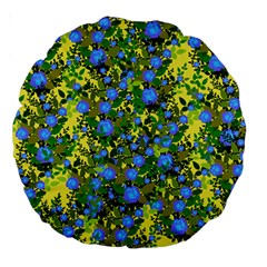 Blue Luminescent Roses Yellow Large 18  Premium Round Cushions by snowwhitegirl