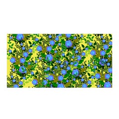 Blue Luminescent Roses Yellow Satin Wrap