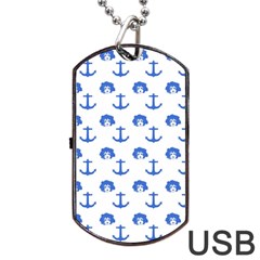 Vintage Face Anchor Blue Dog Tag Usb Flash (one Side)