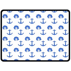 Vintage Face Anchor Blue Double Sided Fleece Blanket (large)  by snowwhitegirl