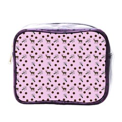 Pink Deer Pattern Mini Toiletries Bag (one Side)