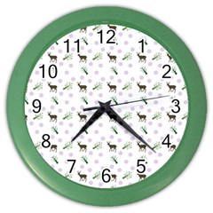 White Deer Pattern Color Wall Clock