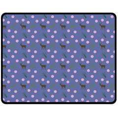 Blue Deer Pattern Fleece Blanket (medium) 