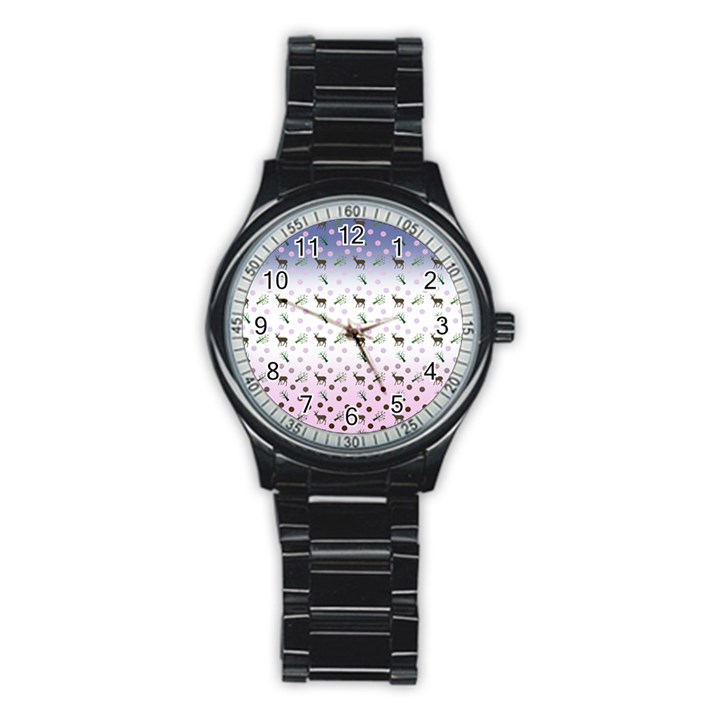 Ombre Deer Pattern Stainless Steel Round Watch