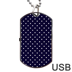 Little  Dots Navy Blue Dog Tag Usb Flash (two Sides)