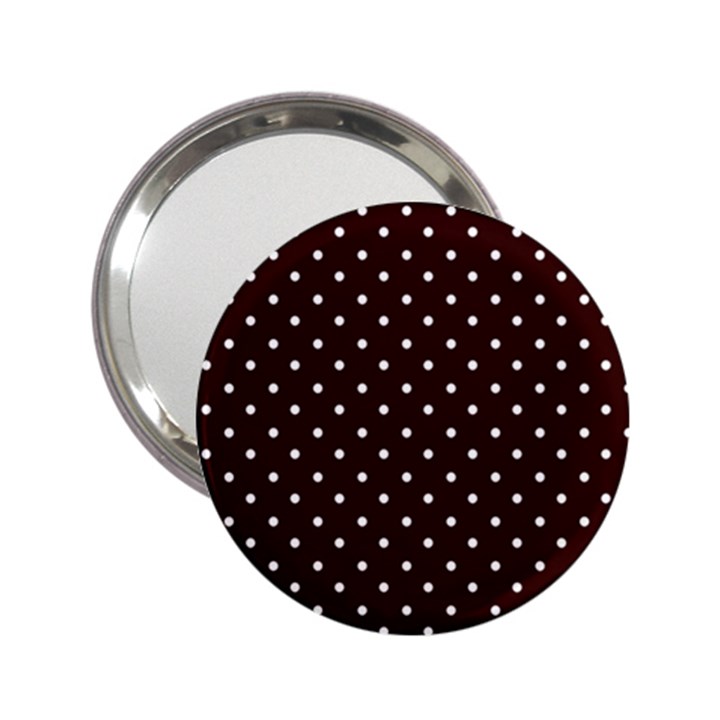 Little  Dots Maroon 2.25  Handbag Mirrors