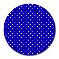 Little  Dots Royal Blue Round Mousepads