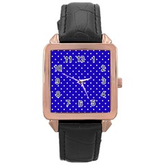 Little  Dots Royal Blue Rose Gold Leather Watch  by snowwhitegirl