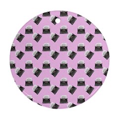 Retro Typewriter Pink Pattern Round Ornament (two Sides)