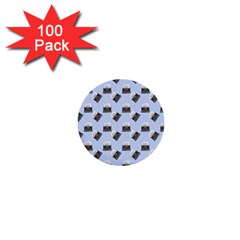 Retro Typewriter Blue Pattern 1  Mini Buttons (100 Pack) 