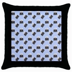 Retro Typewriter Blue Pattern Throw Pillow Case (black)