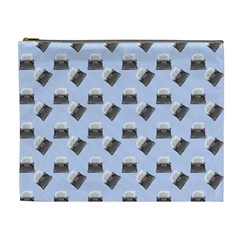 Retro Typewriter Blue Pattern Cosmetic Bag (xl)