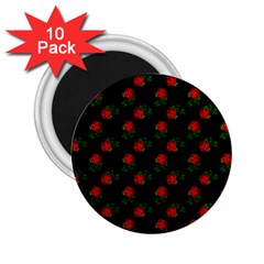 Red Roses Black 2 25  Magnets (10 Pack) 