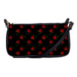 Red Roses Black Shoulder Clutch Bag Front