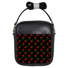 Red Roses Black Girls Sling Bag by snowwhitegirl