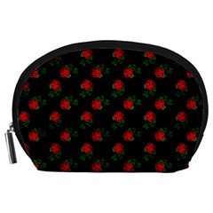 Red Roses Black Accessory Pouch (large)