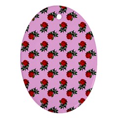 Red Roses Pink Ornament (oval) by snowwhitegirl