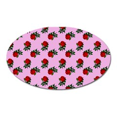 Red Roses Pink Oval Magnet by snowwhitegirl