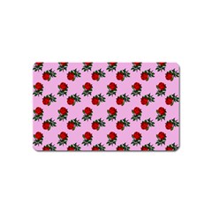 Red Roses Pink Magnet (name Card)