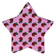 Red Roses Pink Star Ornament (two Sides)