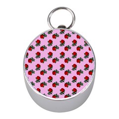 Red Roses Pink Mini Silver Compasses