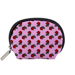 Red Roses Pink Accessory Pouch (small) by snowwhitegirl