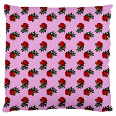 Red Roses Pink Large Flano Cushion Case (one Side)