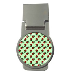 Red Roses Green Money Clips (round) 