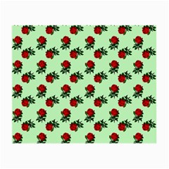 Red Roses Green Small Glasses Cloth by snowwhitegirl