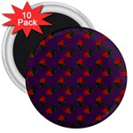 Red Roses Purple 3  Magnets (10 pack)  Front