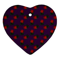 Red Roses Purple Heart Ornament (two Sides)