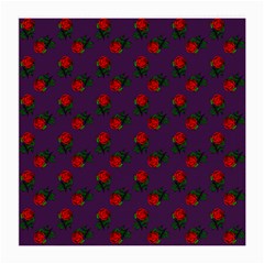 Red Roses Purple Medium Glasses Cloth by snowwhitegirl