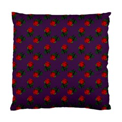 Red Roses Purple Standard Cushion Case (one Side) by snowwhitegirl