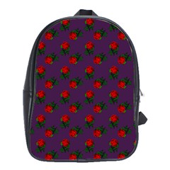 Red Roses Purple School Bag (large)