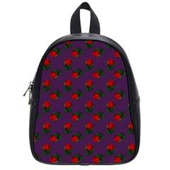 Red Roses Purple School Bag (small) by snowwhitegirl