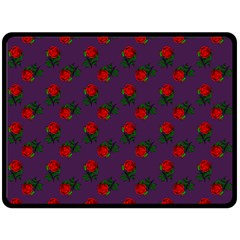 Red Roses Purple Double Sided Fleece Blanket (large) 