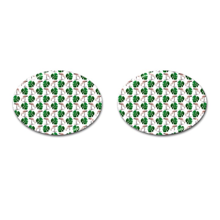 Flamingo Leaf Patttern Cufflinks (Oval)