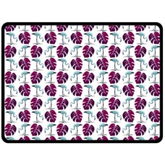 Flamingo Leaf Patttern Blue Double Sided Fleece Blanket (large)  by snowwhitegirl