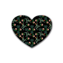 Vintage Jester Floral Pattern Heart Coaster (4 Pack) 