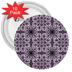 Ornamental Pink Black 3  Buttons (10 Pack) 