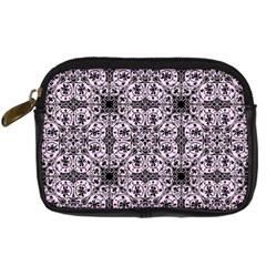Ornamental Pink Black Digital Camera Leather Case