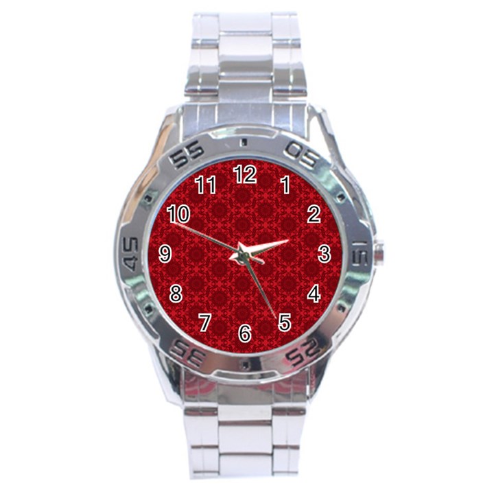 Victorian Paisley Red Stainless Steel Analogue Watch