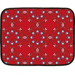 Embroidery Paisley Red Fleece Blanket (Mini) 35 x27  Blanket