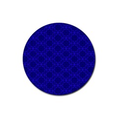 Victorian Paisley Royal Blue Pattern Rubber Round Coaster (4 Pack) 