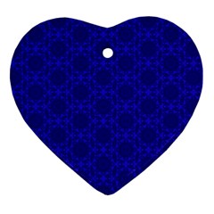 Victorian Paisley Royal Blue Pattern Heart Ornament (two Sides) by snowwhitegirl